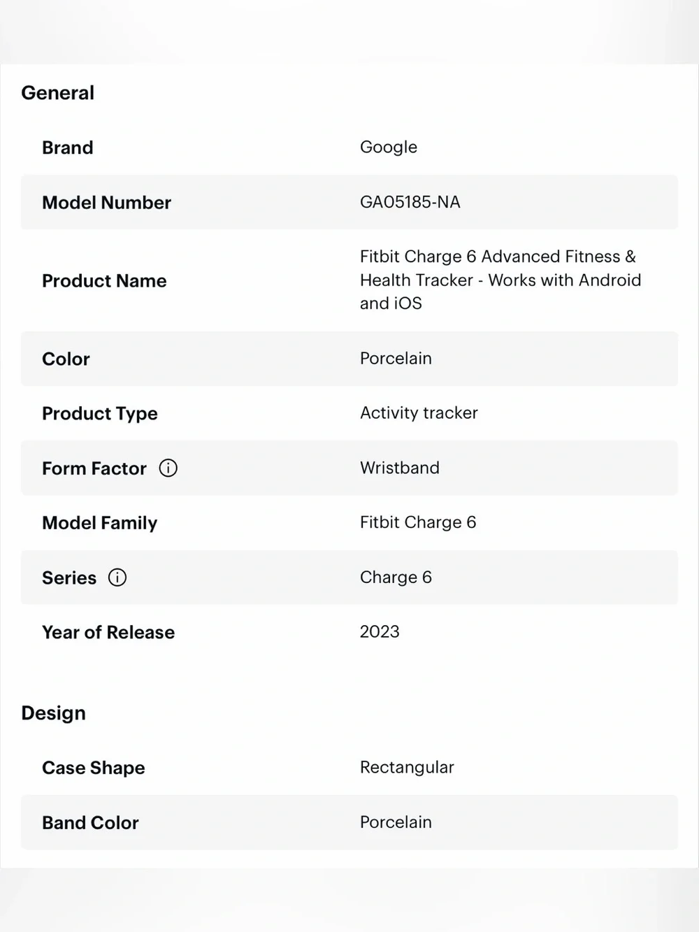 Fitbit Charge 6 Porcelain